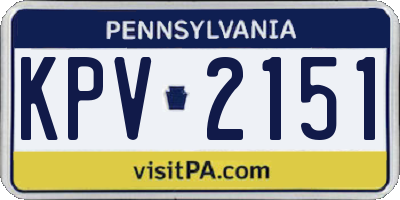 PA license plate KPV2151