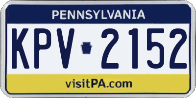 PA license plate KPV2152
