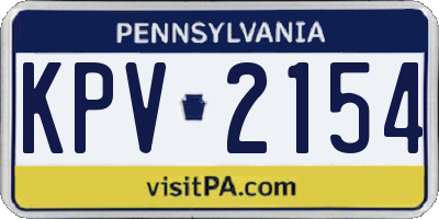 PA license plate KPV2154