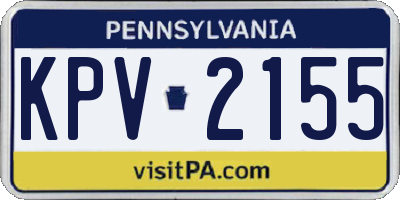 PA license plate KPV2155