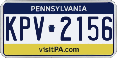 PA license plate KPV2156