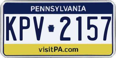 PA license plate KPV2157