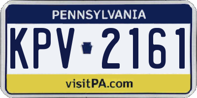 PA license plate KPV2161