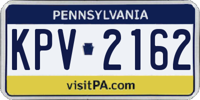 PA license plate KPV2162
