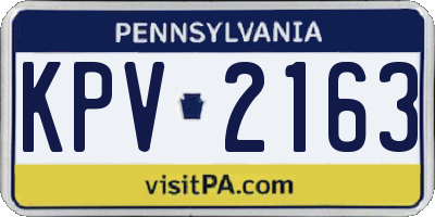 PA license plate KPV2163