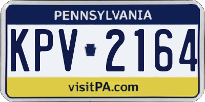 PA license plate KPV2164