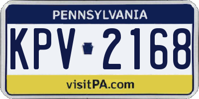 PA license plate KPV2168