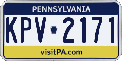 PA license plate KPV2171