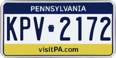 PA license plate KPV2172