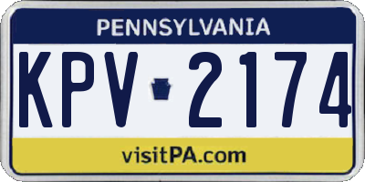 PA license plate KPV2174