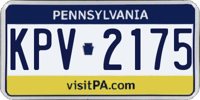 PA license plate KPV2175