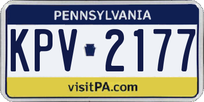 PA license plate KPV2177