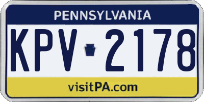 PA license plate KPV2178