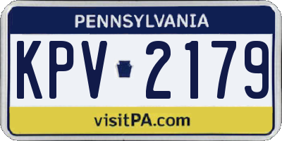 PA license plate KPV2179