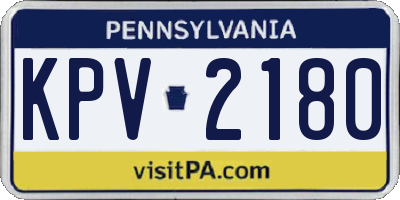 PA license plate KPV2180