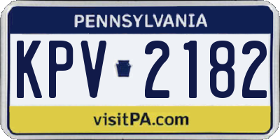 PA license plate KPV2182