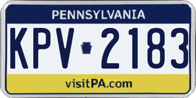 PA license plate KPV2183