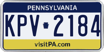 PA license plate KPV2184