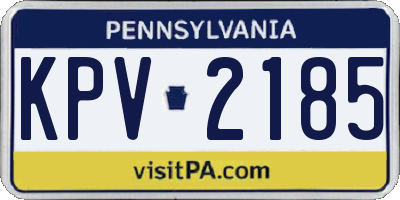 PA license plate KPV2185