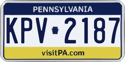 PA license plate KPV2187