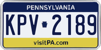 PA license plate KPV2189