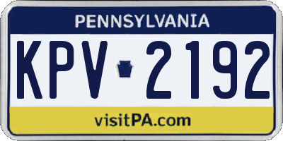 PA license plate KPV2192