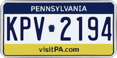 PA license plate KPV2194