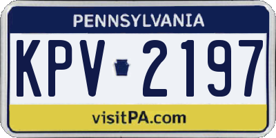 PA license plate KPV2197
