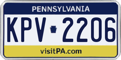 PA license plate KPV2206