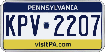PA license plate KPV2207