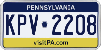 PA license plate KPV2208