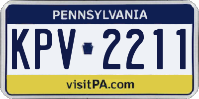 PA license plate KPV2211