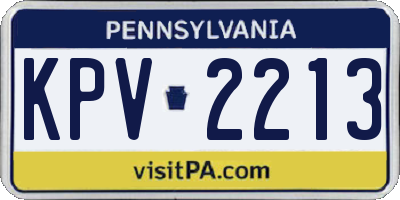 PA license plate KPV2213