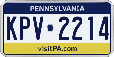 PA license plate KPV2214