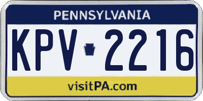 PA license plate KPV2216