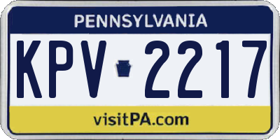 PA license plate KPV2217