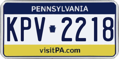 PA license plate KPV2218