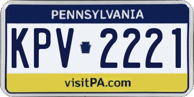 PA license plate KPV2221