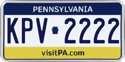 PA license plate KPV2222