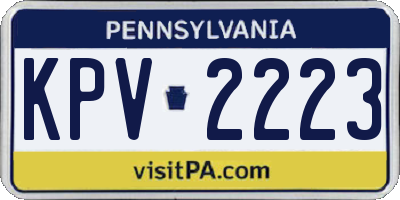 PA license plate KPV2223