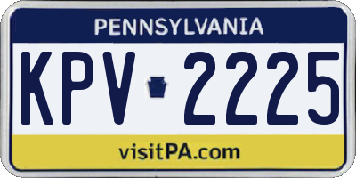 PA license plate KPV2225