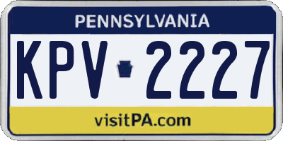 PA license plate KPV2227