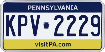 PA license plate KPV2229