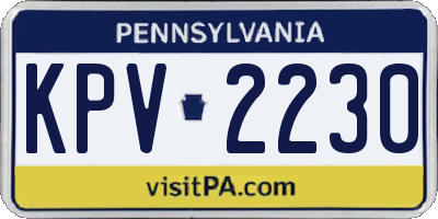 PA license plate KPV2230