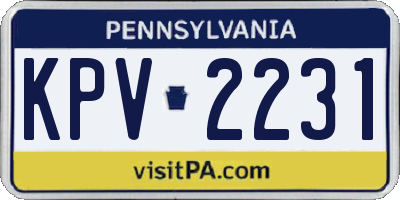 PA license plate KPV2231