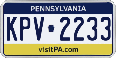 PA license plate KPV2233