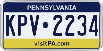 PA license plate KPV2234