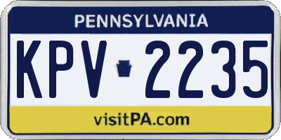 PA license plate KPV2235