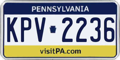 PA license plate KPV2236