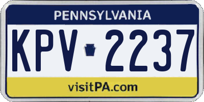 PA license plate KPV2237